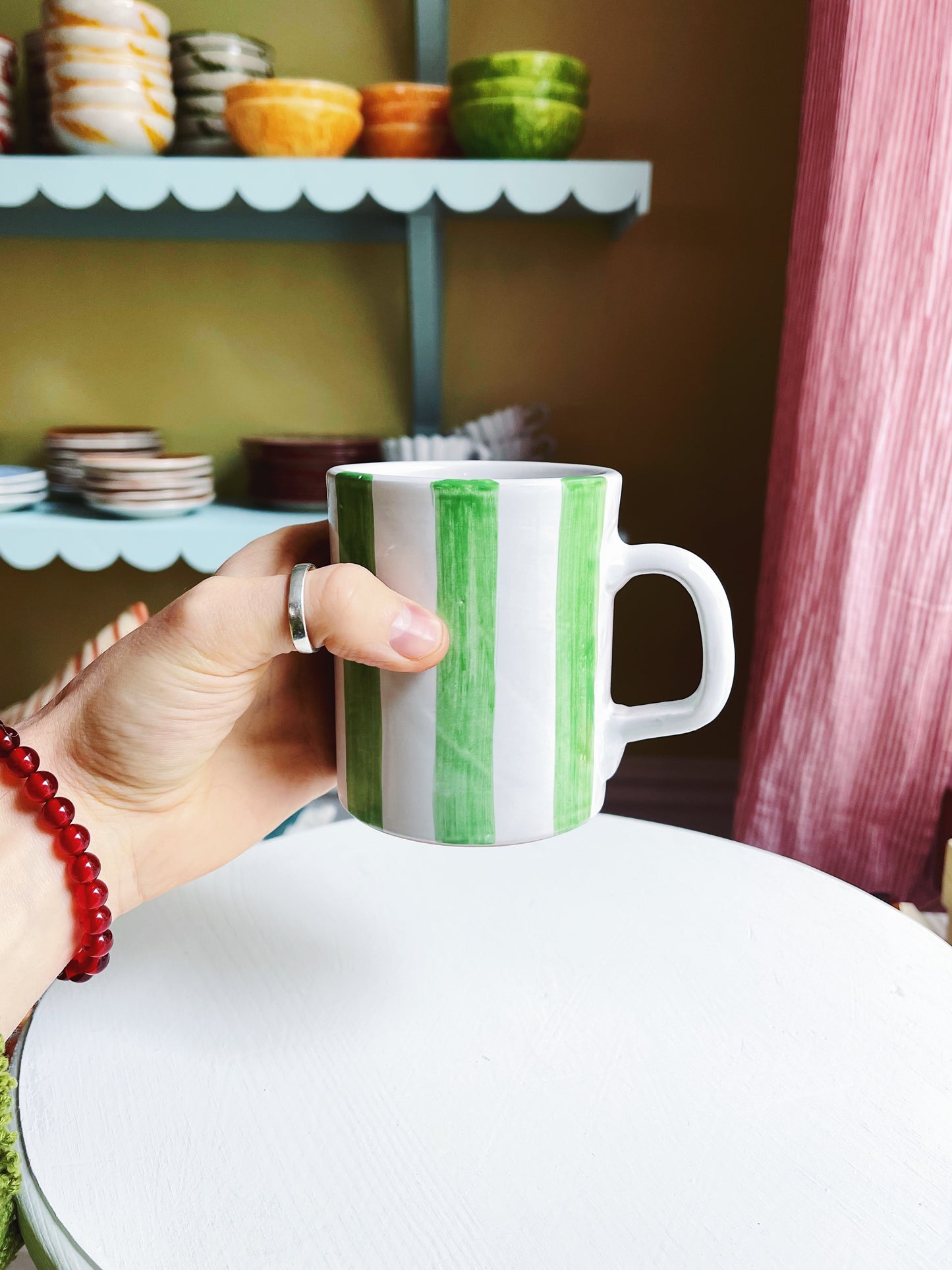 Bientôt Mug Green Stripes 10cm