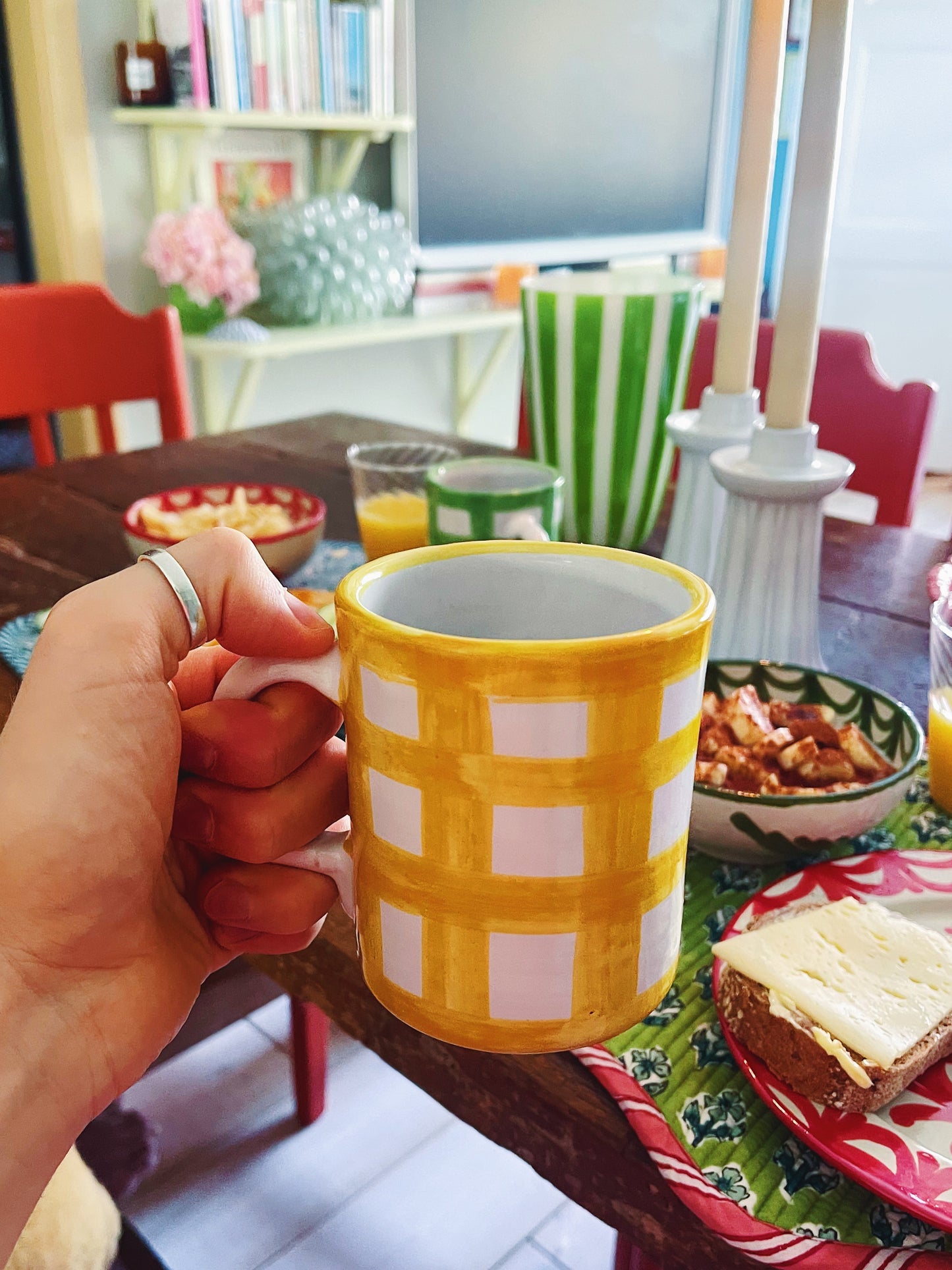 Bientôt Mug Yellow Checks 10cm