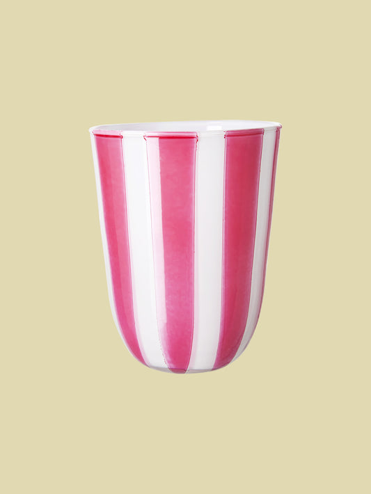 Bonbon Stripe Candle Cup Pink 11cm