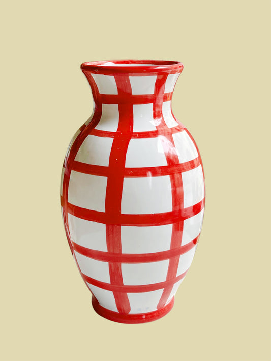 Bientôt Checked Vase Red 20cm