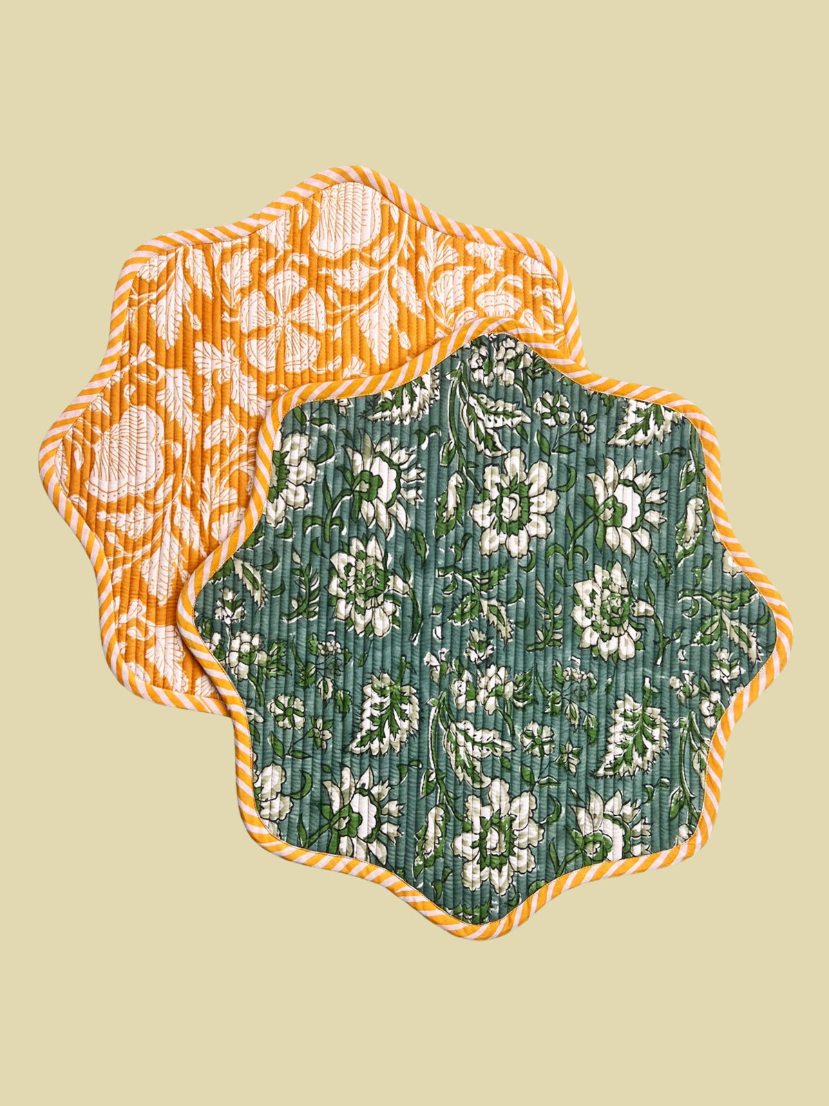 Scallop Placemat Yellow/Green 38cm