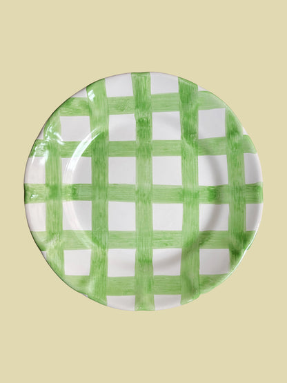 Bientôt Dinner Plate Green Checks 25cm