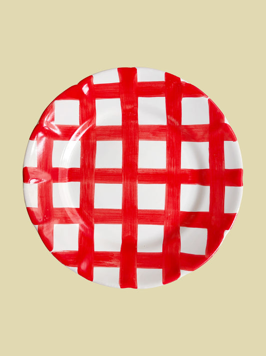 Bientôt Dinner Plate Red Checks 25cm