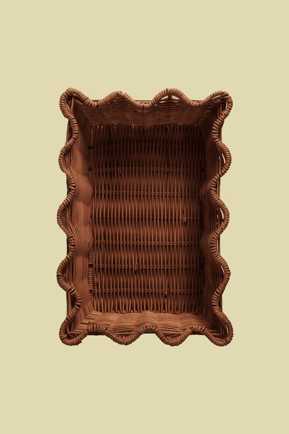 Scallop Rattan Basket Brown 30cm