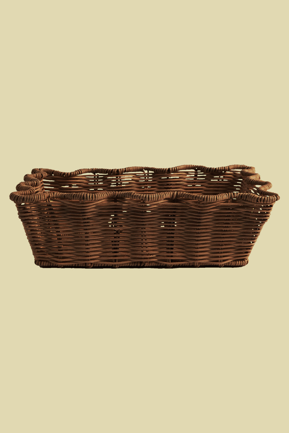 Scallop Rattan Basket Brown 30cm