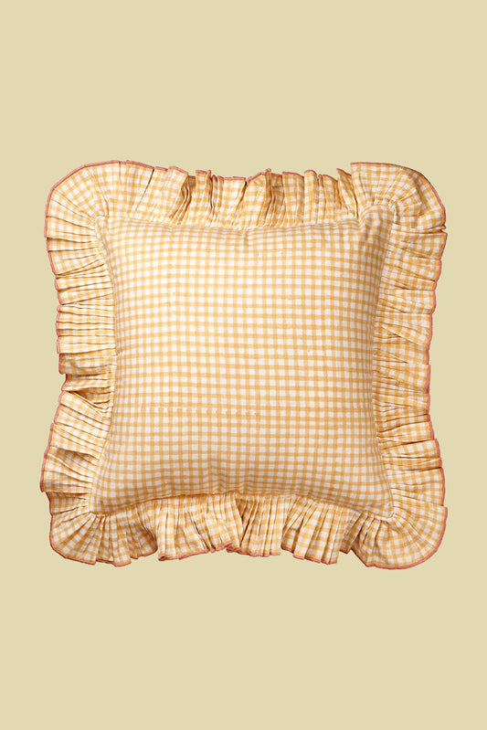 Vichy Cushion Cover Yellow 40x40cm